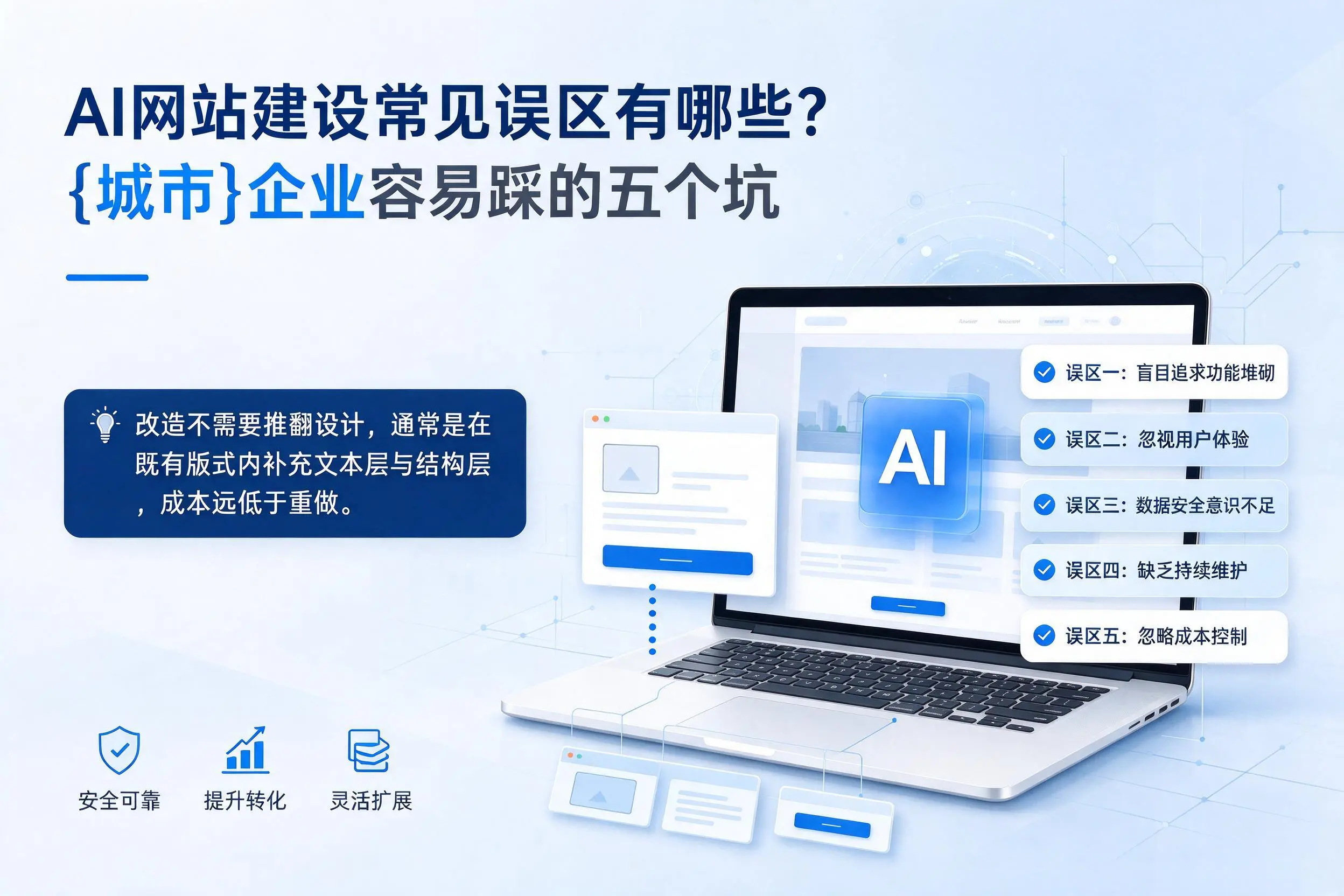 AI网站建设常见误区有哪些？潜江企业容易踩的五个坑