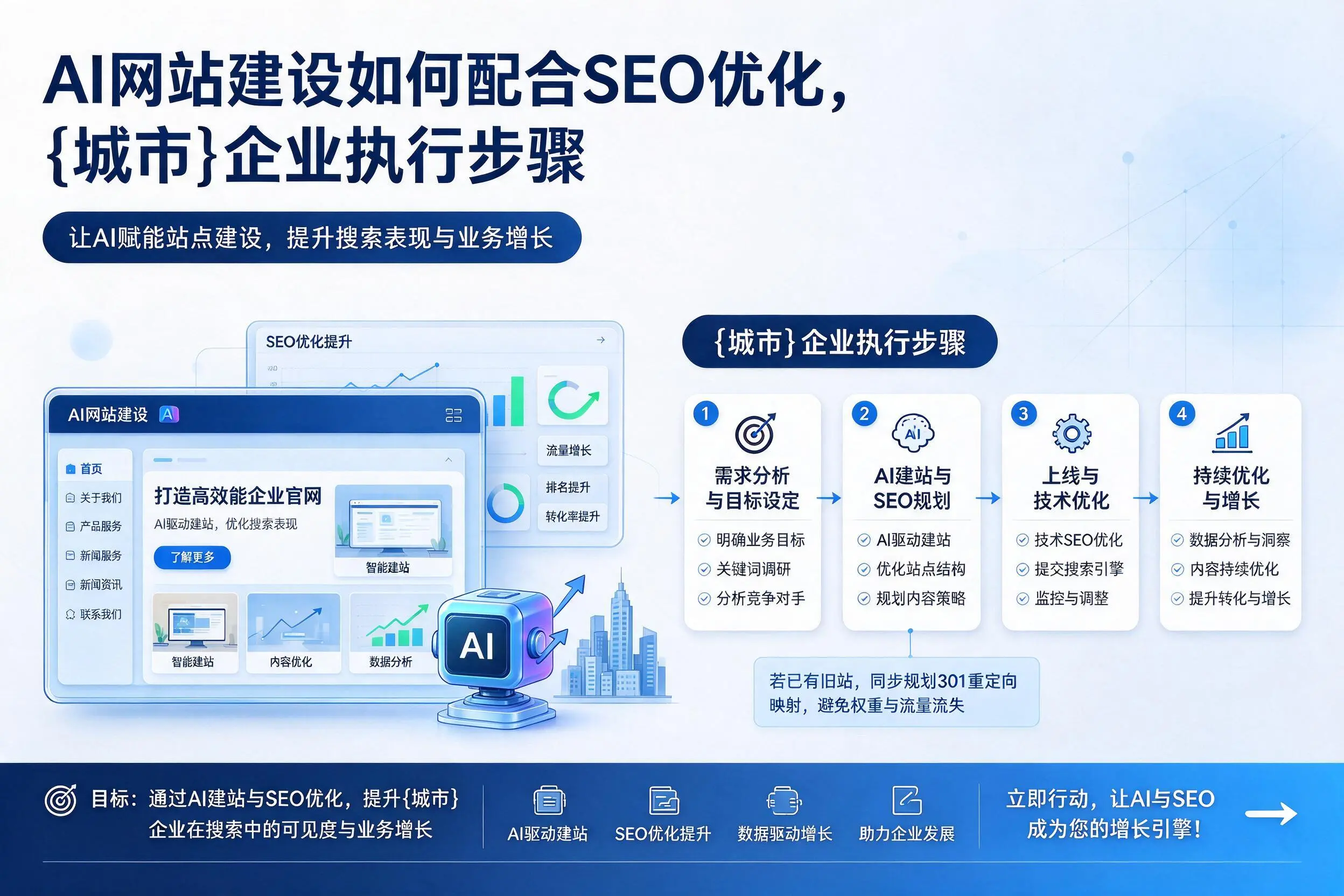 AI网站建设如何配合SEO优化，潜江企业执行步骤
