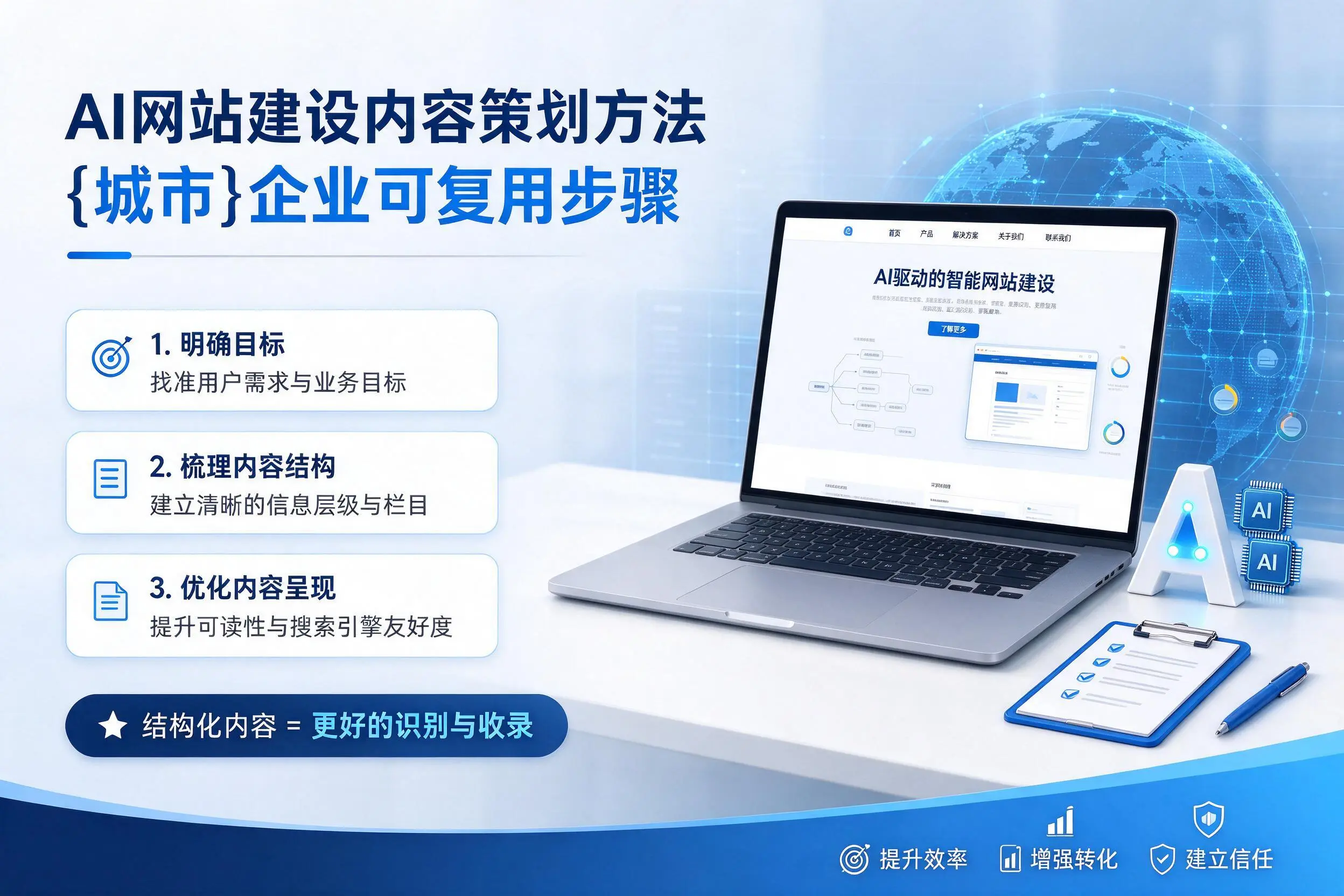 AI网站建设内容策划方法,潜江企业可复用步骤